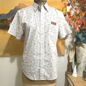 Jack Sage Button Down Safari Animal Print Mens Small Pittsburgh Zoo White Gold